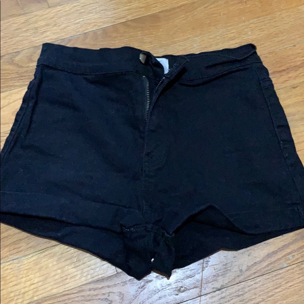 High waisted black jean shorts